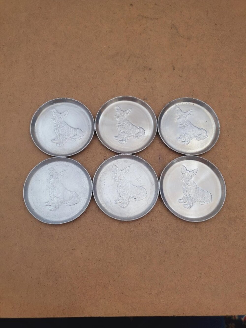 Vintage Trempest coaster set of 6 / vintage tea coasters Aluminum / old